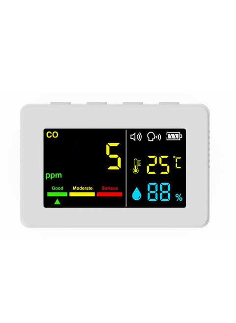 Portable Air Quality Meter 3in1 CO Temperature and Humidity Tester Color Screen Carbon Monoxide Detector with Voice Alarm and Electric Quantity Display Function