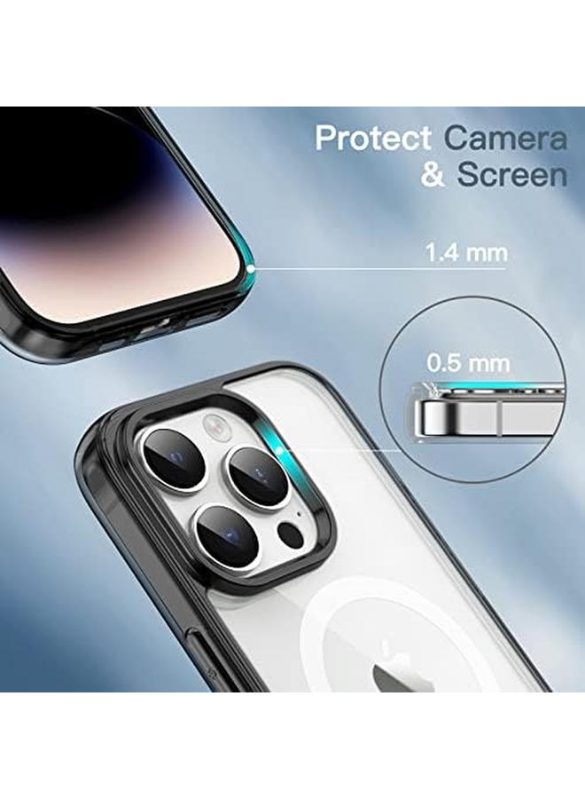 جي تيك جراب مغناطيسي لهاتف Iphone 14 Pro Max مقاس 6.7 بوصة متوافق مع الشحن اللاسلكي Magsafe غطاء ممتص للصدمات للهاتف مضاد للخدش ظهر شفاف أسود - Image 5