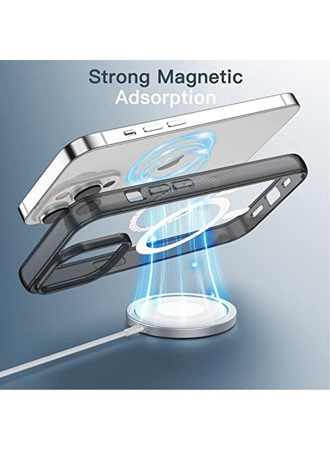 جي تيك جراب مغناطيسي لهاتف Iphone 14 Pro Max مقاس 6.7 بوصة متوافق مع الشحن اللاسلكي Magsafe غطاء ممتص للصدمات للهاتف مضاد للخدش ظهر شفاف أسود - Image 3