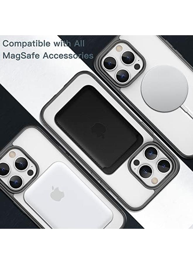 جي تيك جراب مغناطيسي لهاتف Iphone 14 Pro Max مقاس 6.7 بوصة متوافق مع الشحن اللاسلكي Magsafe غطاء ممتص للصدمات للهاتف مضاد للخدش ظهر شفاف أسود - Image 4