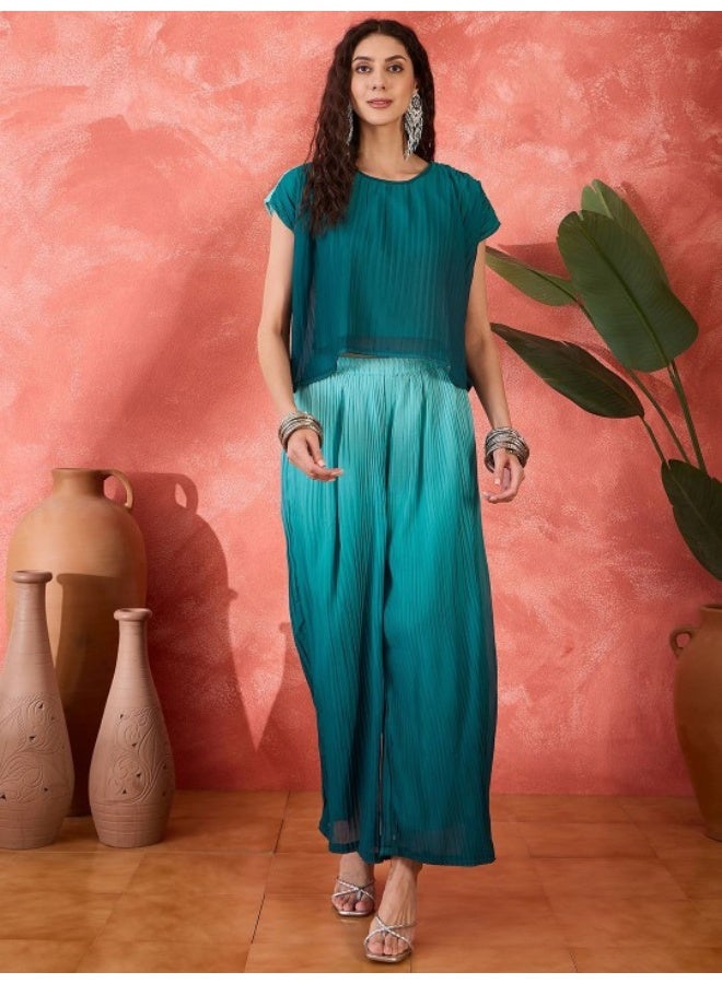 AKS Emerald Green Ombre Co Ord Set  - Image 1