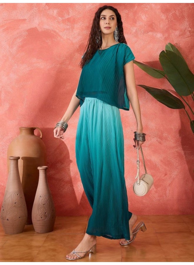 AKS Emerald Green Ombre Co Ord Set  - Image 4