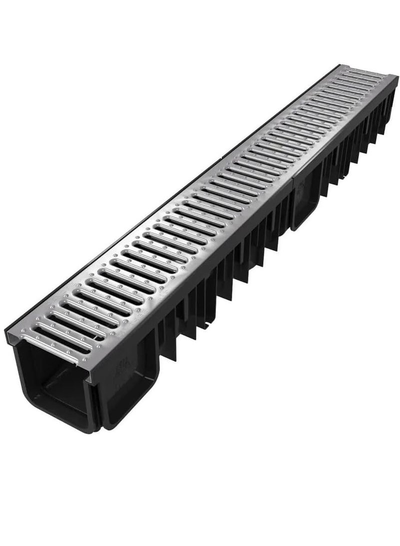 RACO Floor Grating Channel Drain with Drainage Trench Garage Floor Drain 1Mtr Length Metal and Plastic  - Image 1