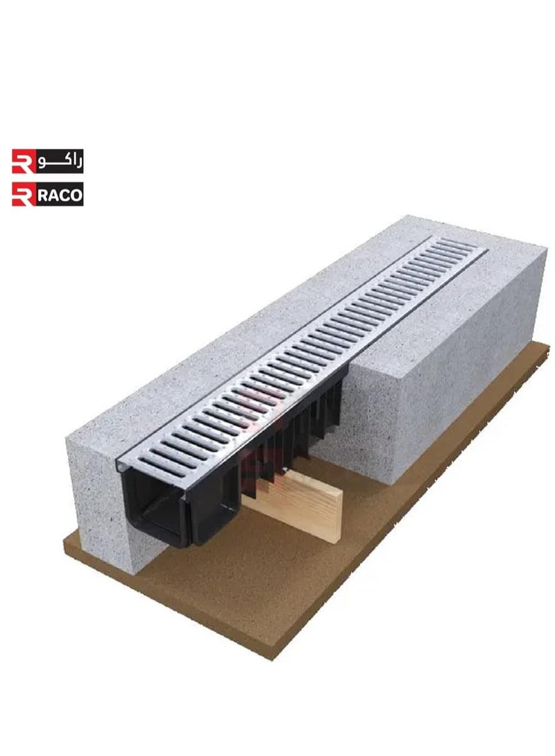 RACO Floor Grating Channel Drain with Drainage Trench Garage Floor Drain 1Mtr Length Metal and Plastic  - Image 3