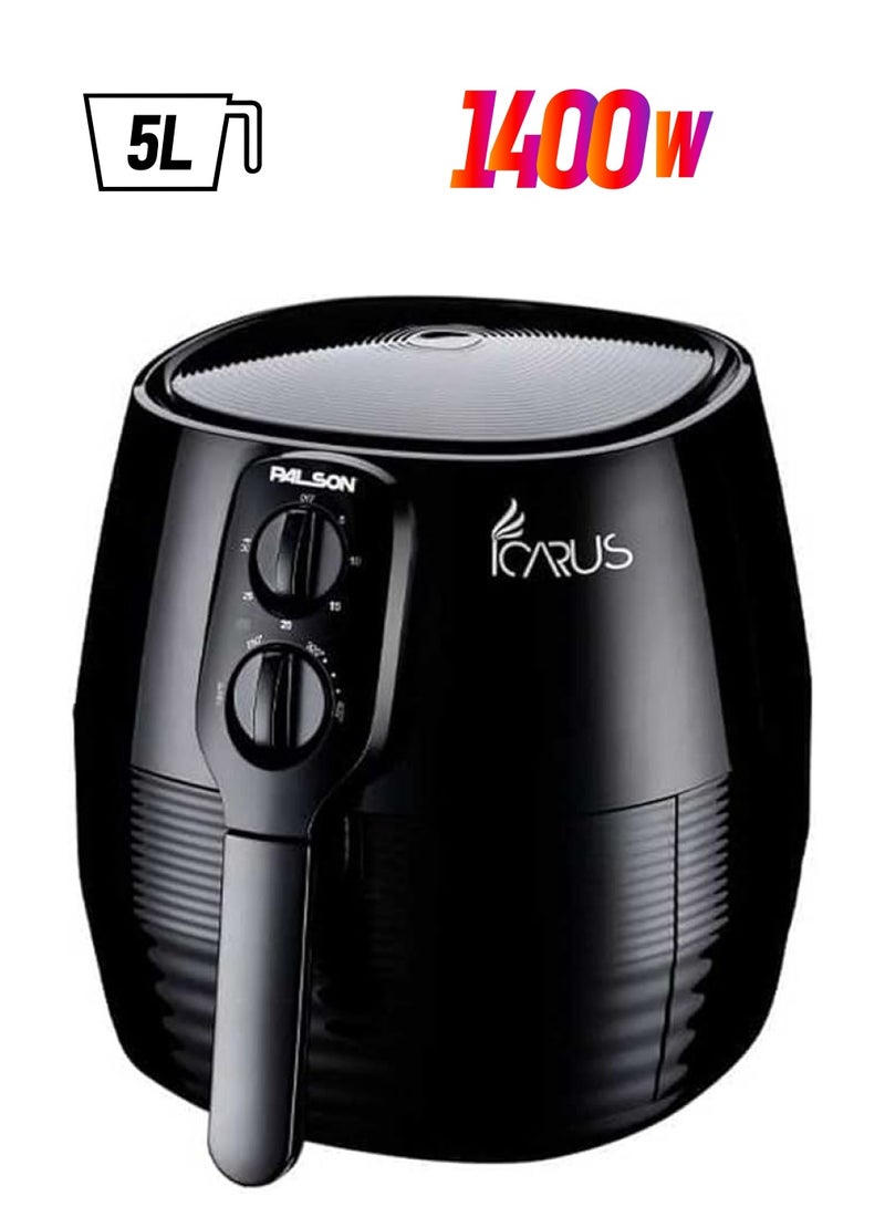 PALSON مقلاة هوائية إيكاروس 5 لتر 1400 واط مع فاصل طعام، قلي وخبز وشواء وتحميص وإعادة تسخين - Image 1