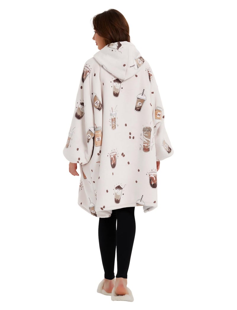 KFUBUO Wearable Blanket Hoodie for Adults Sherpa All Patterns Oversized Sweatshirt Blanket with Pocket - Image 3