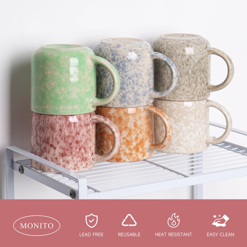 MONITO 12 OZ Coffee Mugs Set of 6, Modern Coffee Mugs Set with handle for Tea/Latte/Cappuccino/Milk/Cocoa. - Image 3