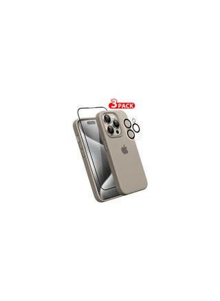 3 Pack For iPhone 15 Pro Max Case, Screen Protector and Camera Lens Protector Silicone Case Full Body Protective Cover Shockproof Slim Phone Case Anti-Scratch Soft Microfiber Lining Titanium - pzsku/ZB0EDEA351EC3FEFB5B55Z/45/_/1739972822/b579b8ab-106c-4d5c-8449-3f633d2069b2