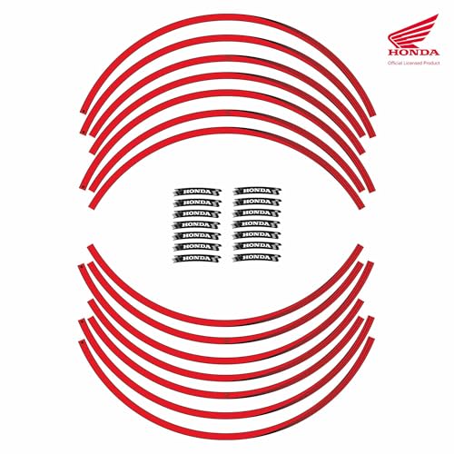 labelbike Stickers Stripes Motorcycle Rims Wheels 17 Tuning Protection Kit with Official License Compatible with Honda Red Color - Image 3