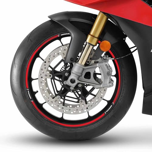 labelbike Stickers Stripes Motorcycle Rims Wheels 17 Tuning Protection Kit with Official License Compatible with Honda Red Color - Image 1