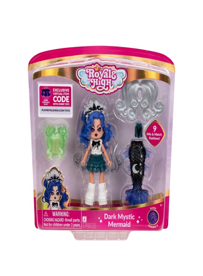 Royale High 3” Dark Mystic Mermaid Fashion Doll - 1 Figure with 9 Fashion Accessories - Virtual Item Code Included - Series 3 - Ages 5+ - Image 1