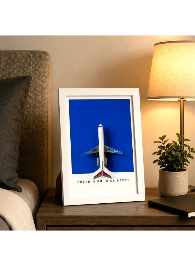 Diecast Airplane Model Framed Wall Art with Inspirational Message, White Frame - Image 3
