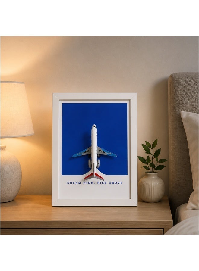 Diecast Airplane Model Framed Wall Art with Inspirational Message, White Frame - Image 5