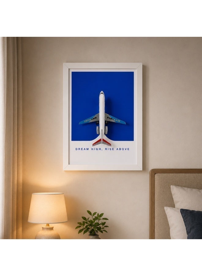 Diecast Airplane Model Framed Wall Art with Inspirational Message, White Frame - Image 4