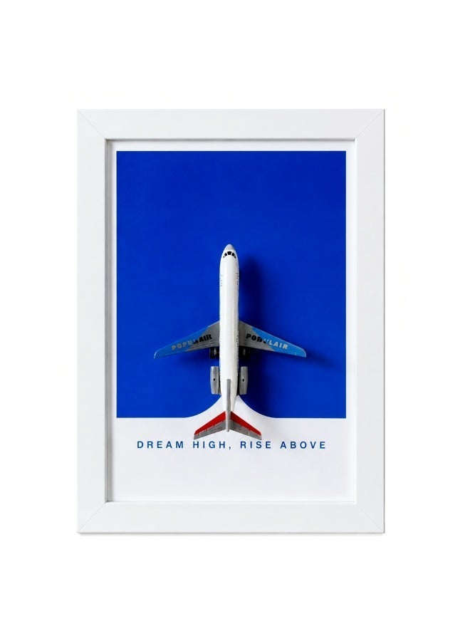 Diecast Airplane Model Framed Wall Art with Inspirational Message, White Frame - Image 2