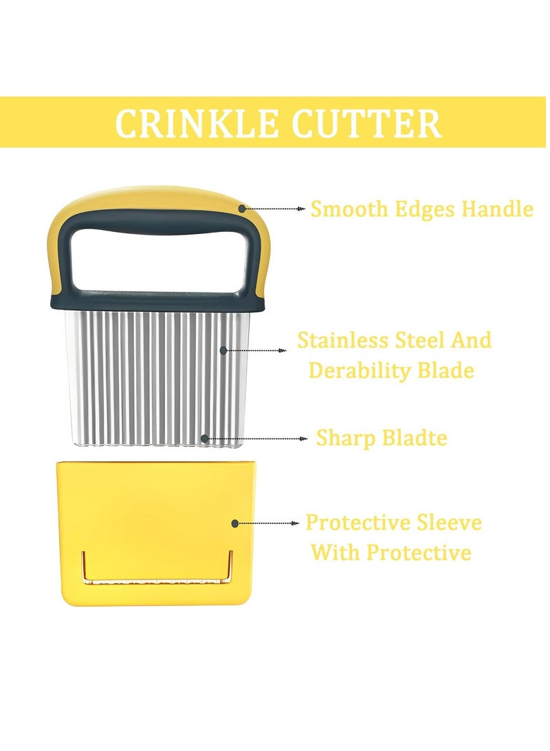 Loquat Stainless Steel Crinkle Cutter, Yellow, for Potatoes, Carrots, Chips, and French Fries - Image 3