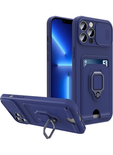 iPhone 14 Pro Max Case String Lens Sliding Ring Business Card Silicone Zuma