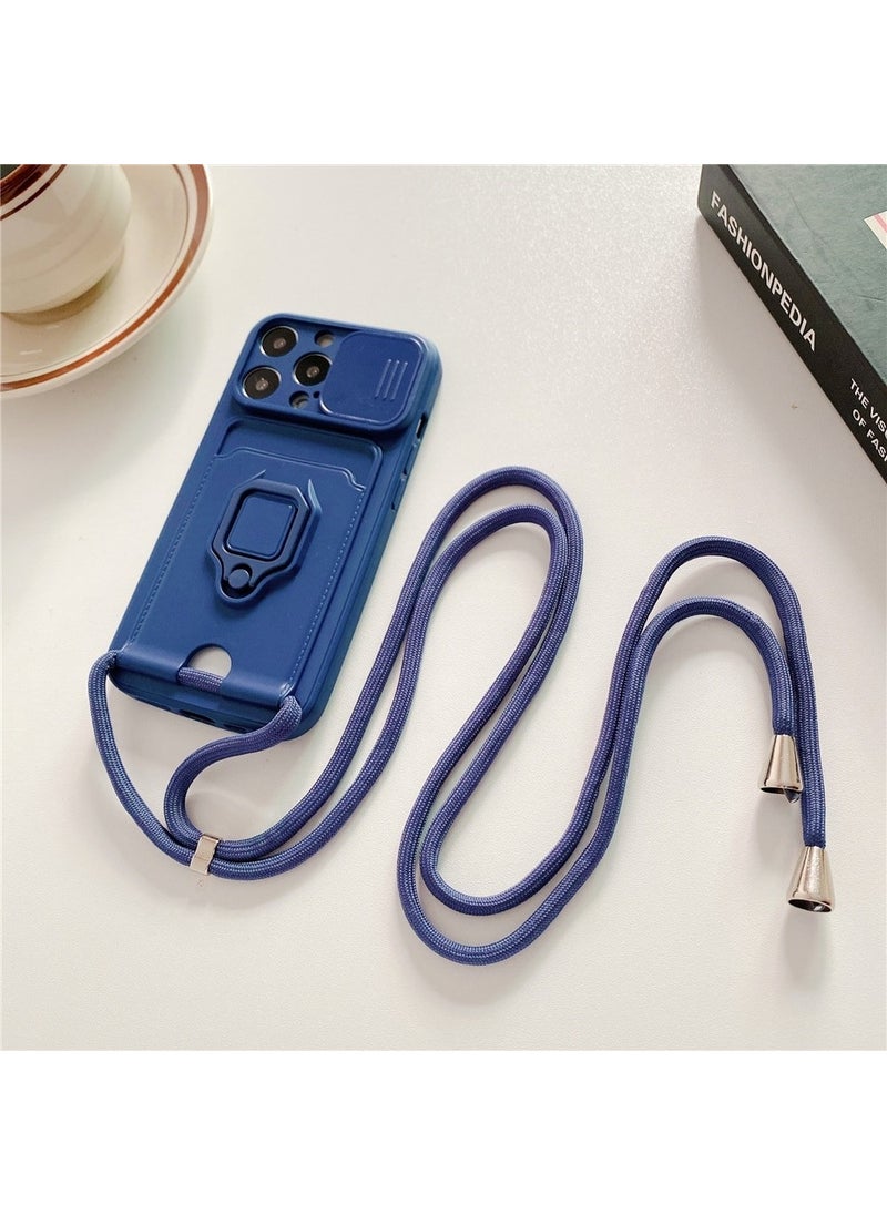 Nevarium - iPhone 14 Pro Max Case String Lens Sliding Ring Business Card Silicone Zuma - Image 1