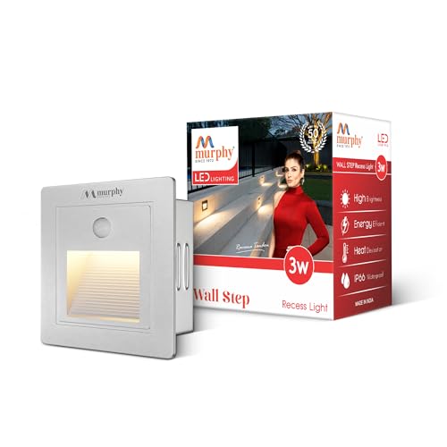 Murphy White Body 3-Watt Conceal Motion Sensor Wall Step Light Outdoor and Indoor LED Foot Light with Aluminium IP65 Grade Waterproof Body (Warm White, Pack of 1) - Image 1