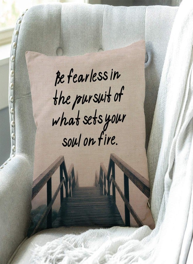 Swono Inspirational Quote Throw Pillow Case Funny Quotes Cushion Cover Cotton Linen 18 x 18 Inch Be Fearless in The Pursuit of What Sets Your Soul On Fire - Image 3