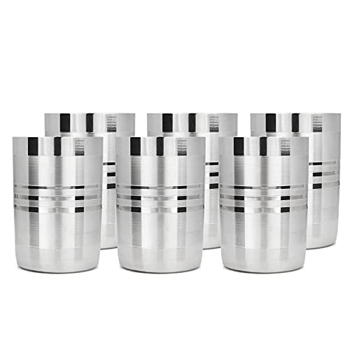 GALOOF Stainless Steel Glass Set of 6 | Unbreakable Heavy Gauge Steel Glass Set for Drinking and Serving Water and Juice (Royal (300 ML), Set of 6) - Image 1