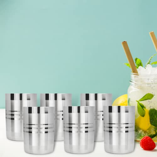 GALOOF Stainless Steel Glass Set of 6 | Unbreakable Heavy Gauge Steel Glass Set for Drinking and Serving Water and Juice (Royal (300 ML), Set of 6) - Image 4