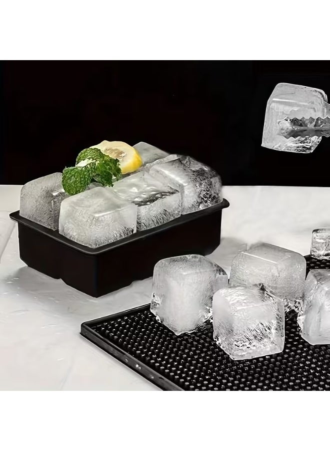 Goolsky 1pc Silicone Ice Cube Tray with Lid - 6 Grids, Large Size, Reusable & Detachable, Keeps Drinks Chilled, Ideal for Kitchen, Parties & Apartment Essentials, Freezer Accessories - Image 3