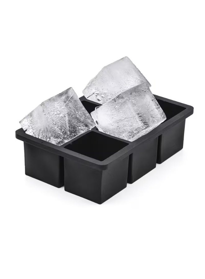 Goolsky 1pc Silicone Ice Cube Tray with Lid - 6 Grids, Large Size, Reusable & Detachable, Keeps Drinks Chilled, Ideal for Kitchen, Parties & Apartment Essentials, Freezer Accessories - Image 1