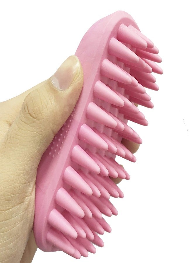 ZOOPOLR Pet Silicone Shampoo Brush for Long & Short Hair, Pink ( New ), Medium Large Pets Dogs Cats, Silicone Shower Wash Curry Brush, Massage Comb - Image 1