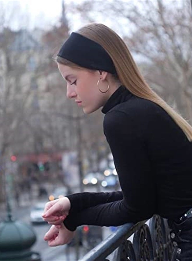 RITOPER Black Headbands for Women Girls, 10 Pack Yoga Workout Headbands Hair Bands for Women's Hair, Wide Elastic Thick Head Bands Turban Head Wrap - Image 4