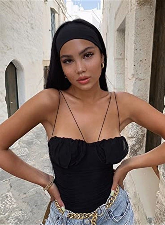 RITOPER Black Headbands for Women Girls, 10 Pack Yoga Workout Headbands Hair Bands for Women's Hair, Wide Elastic Thick Head Bands Turban Head Wrap - Image 2