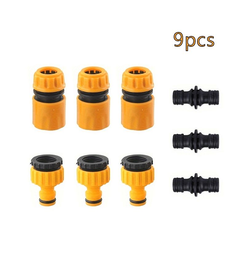 9pcs Quick Connect Hose Fitting Set Sturdy Plastic Double Ended Connectors For Efficient Car Washing And Garden Irrigation - Image 4