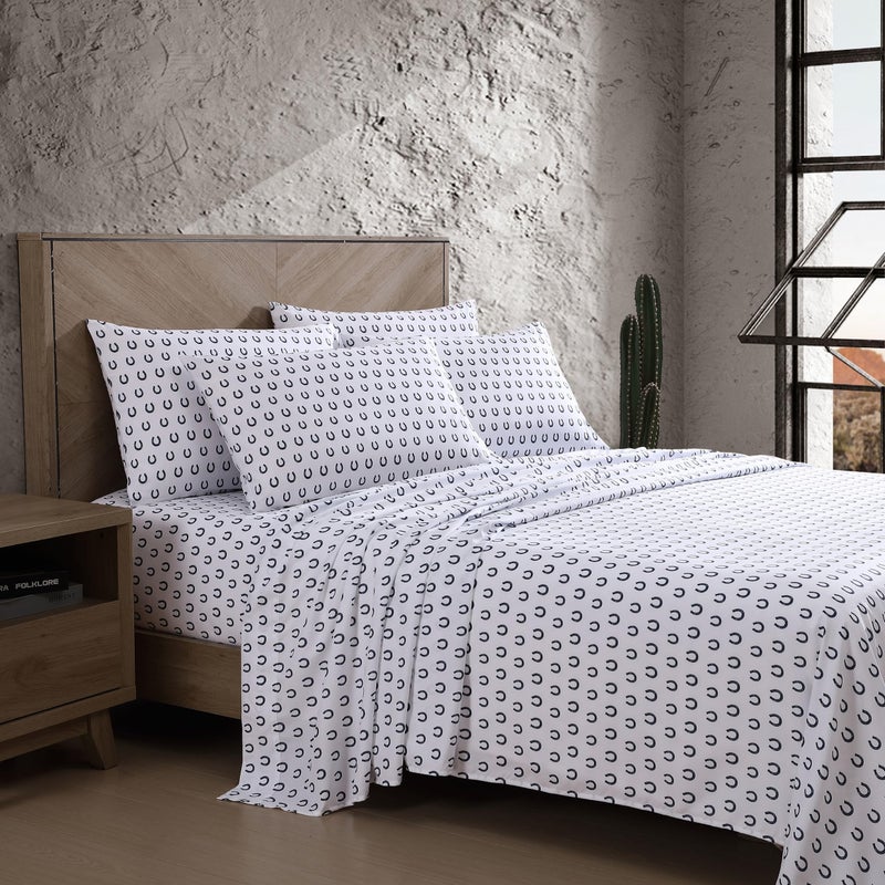 Wrangler - Twin XL Bed Sheets  Breathable & Wrinkle Resistant Bedding with Matching Pillowcase  Lightweight for Year-Round Use  Dorm Essentials (Horseshoe Dots Navy) - Image 2