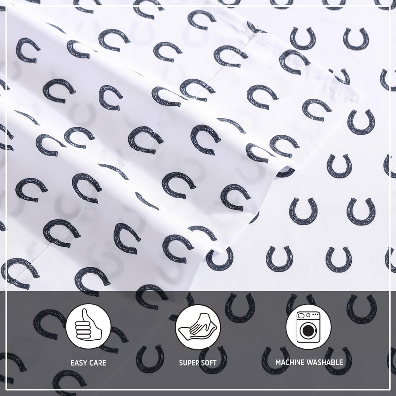 Wrangler - Twin XL Bed Sheets  Breathable & Wrinkle Resistant Bedding with Matching Pillowcase  Lightweight for Year-Round Use  Dorm Essentials (Horseshoe Dots Navy) - Image 5