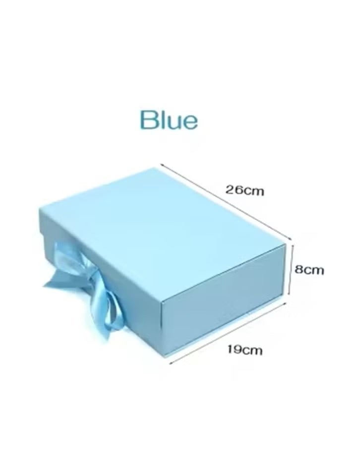 Luxury Magnetic Gift Box, Sky Blue Medium Gift Box with Ribbon, Folding Gift Box for Presents With Magnetic Lid, Suitable for Festival, Birthday, Anniversary, 26x19x8 cm - Image 4
