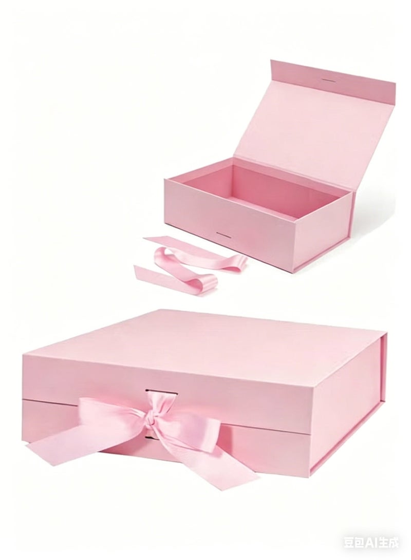 Luxury Magnetic Gift Box, Sky Blue Medium Gift Box with Ribbon, Folding Gift Box for Presents With Magnetic Lid, Suitable for Festival, Birthday, Anniversary, 26x19x8 cm - Image 5