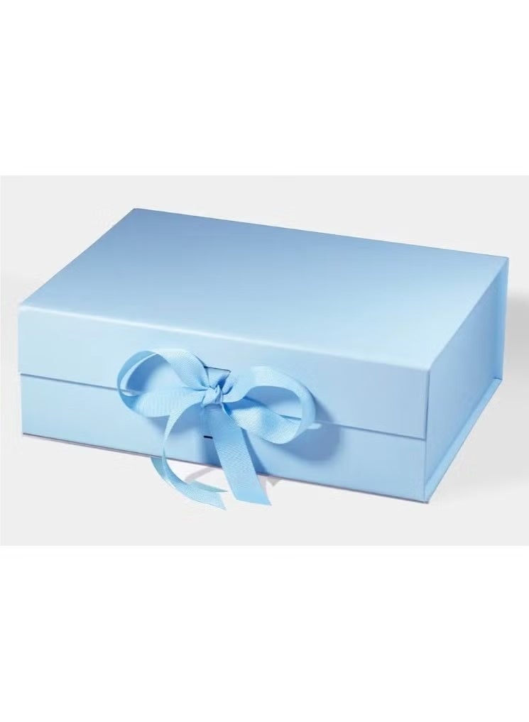 Luxury Magnetic Gift Box, Sky Blue Medium Gift Box with Ribbon, Folding Gift Box for Presents With Magnetic Lid, Suitable for Festival, Birthday, Anniversary, 26x19x8 cm - Image 3