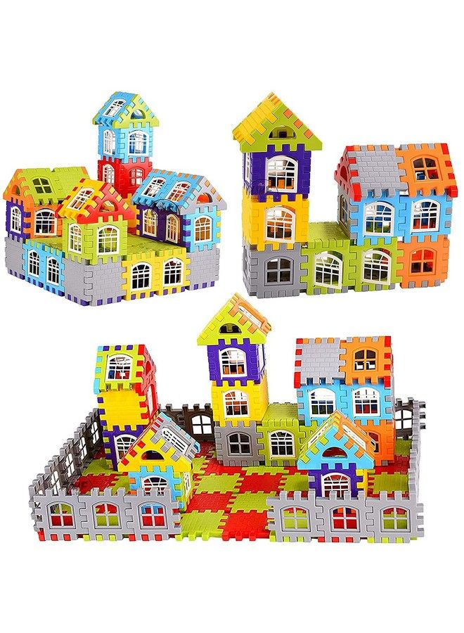 HS Enterprise ألعاب مكعبات البناء من ماي هابي هاوس للأطفال من الأولاد والبنات بنوافذ جذابة وحواف مستديرة ناعمة (72 مكعبًا + 35 نافذة) - Image 1