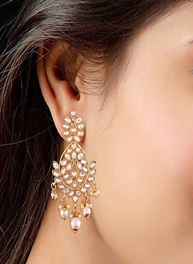 Aheli Indian Chandelier Pearl Beaded Dangle Big Earrings Ethnic wear Bollywood style Perfect for Wedding, Party Fashion Jewelry for Women - Image 3