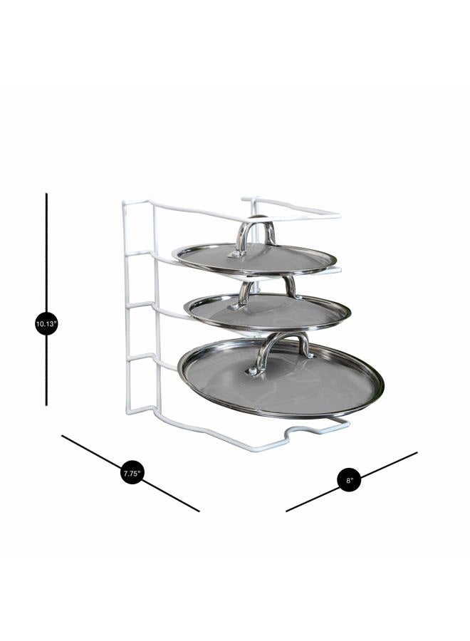 Smart Design Bakeware & Lid Storage Rack w/ 4 Compartment Dividers - Steel Metal Frame - Rust Resistant Finish - Cooking & Baking Organization - Kitchen (10 x 8 Inch) [White] - Image 3