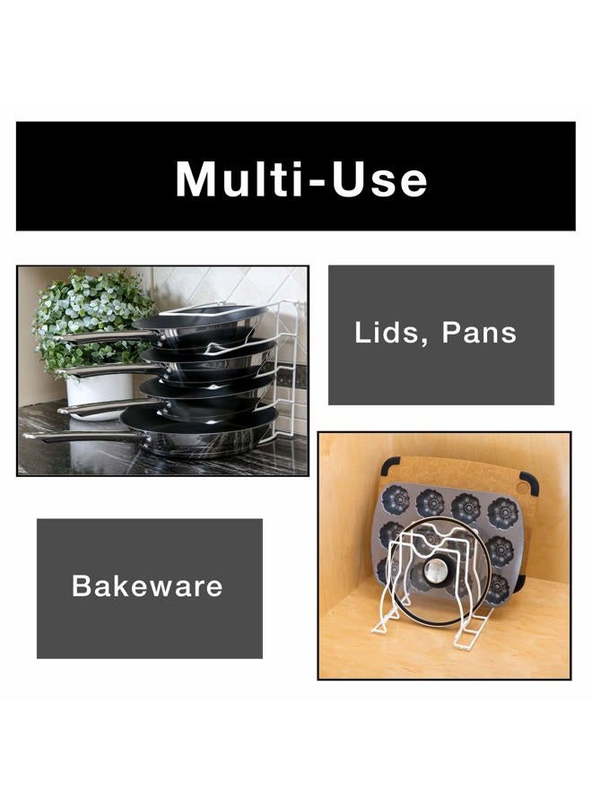 Smart Design Bakeware & Lid Storage Rack w/ 4 Compartment Dividers - Steel Metal Frame - Rust Resistant Finish - Cooking & Baking Organization - Kitchen (10 x 8 Inch) [White] - Image 5