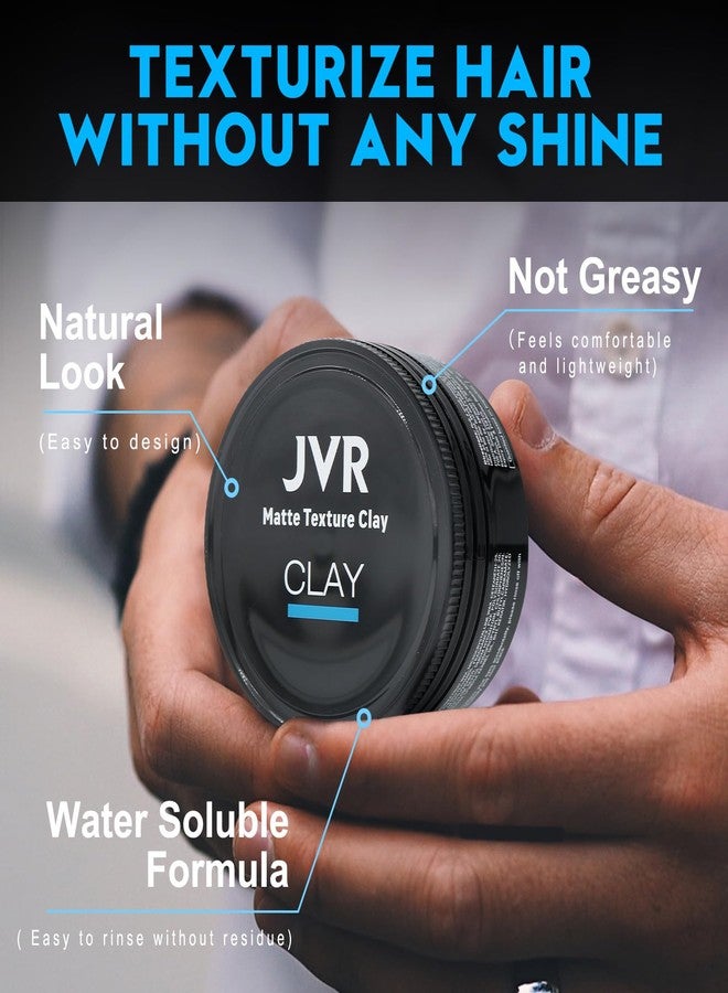 JVR Hair Clay for Men and Women, Medium Hold Matte Finish Texturizing Clay Hair Product Men with Natural and Organic Ingredients, Easy To Wash Out, For All Hairstyles Cream (2.86 oz) - Image 4