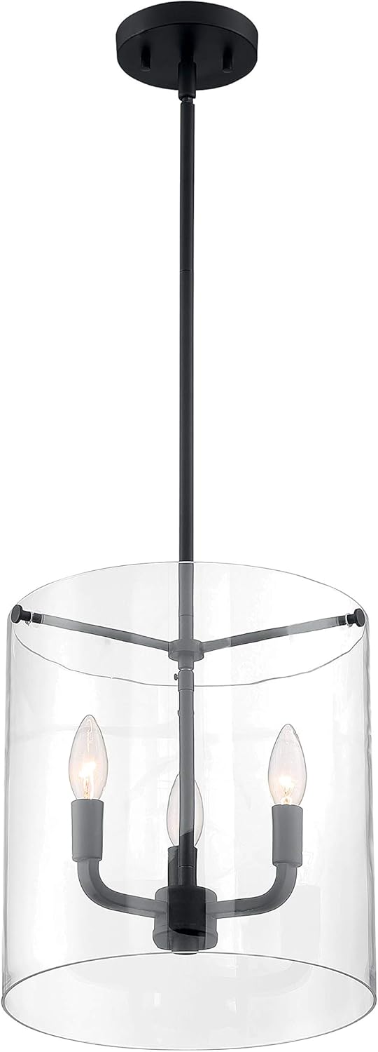 Nuvo 607277 Sommerset 3Light Pendant Fixture with Clear Glass  Matte Black Finish - Image 1