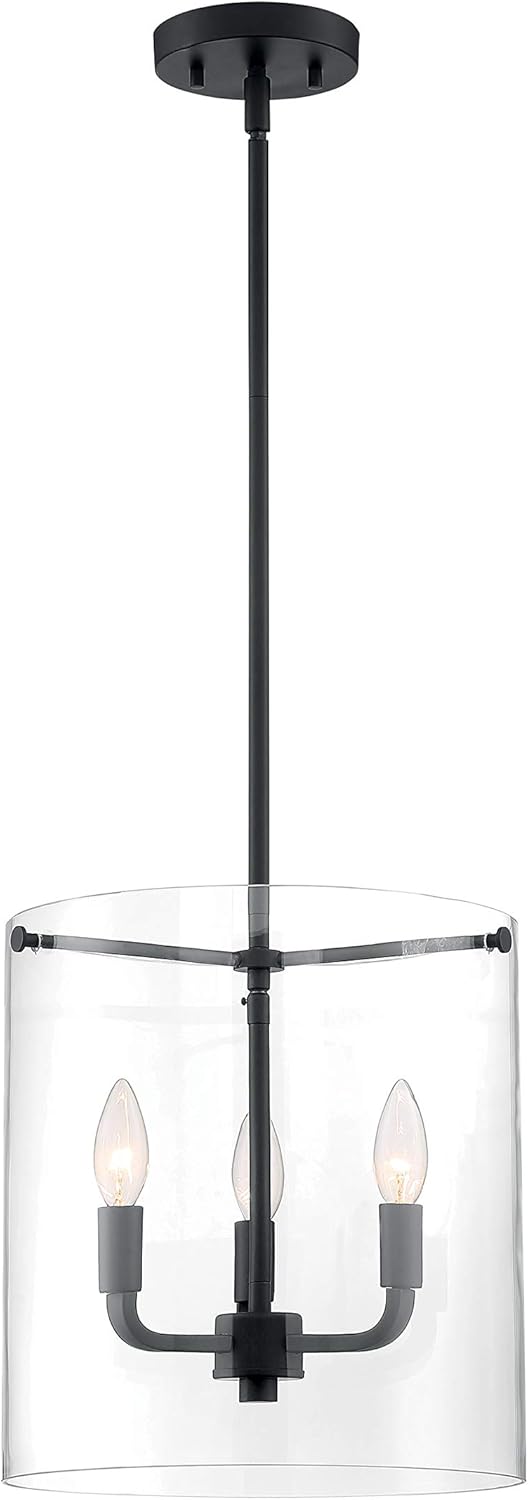 Nuvo 607277 Sommerset 3Light Pendant Fixture with Clear Glass  Matte Black Finish - Image 2