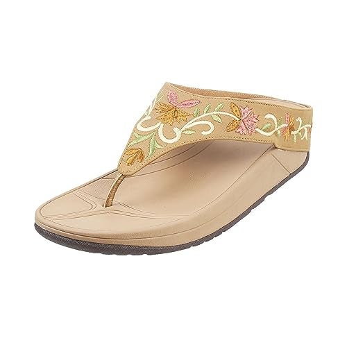 Metro Women Beige Flat Ethnicwear Comfort Chappal UK/6 EU/39 (32-417) - Image 1