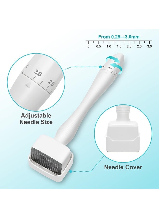 ختم ديرما إبر دقيقة قابل للتعديل من التيتانيوم 140 0-3.0 مم - أسطوانة ديرما إبر دقيقة احترافية للوجه والجسم ونمو الشعر واللحية، أداة ديرما بن للعناية بالبشرة للرجال والنساء للاستخدام المنزلي - Image 3