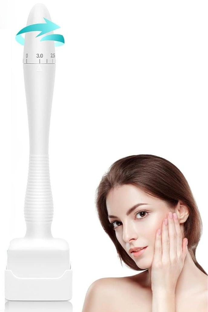 ختم ديرما إبر دقيقة قابل للتعديل من التيتانيوم 140 0-3.0 مم - أسطوانة ديرما إبر دقيقة احترافية للوجه والجسم ونمو الشعر واللحية، أداة ديرما بن للعناية بالبشرة للرجال والنساء للاستخدام المنزلي - Image 1