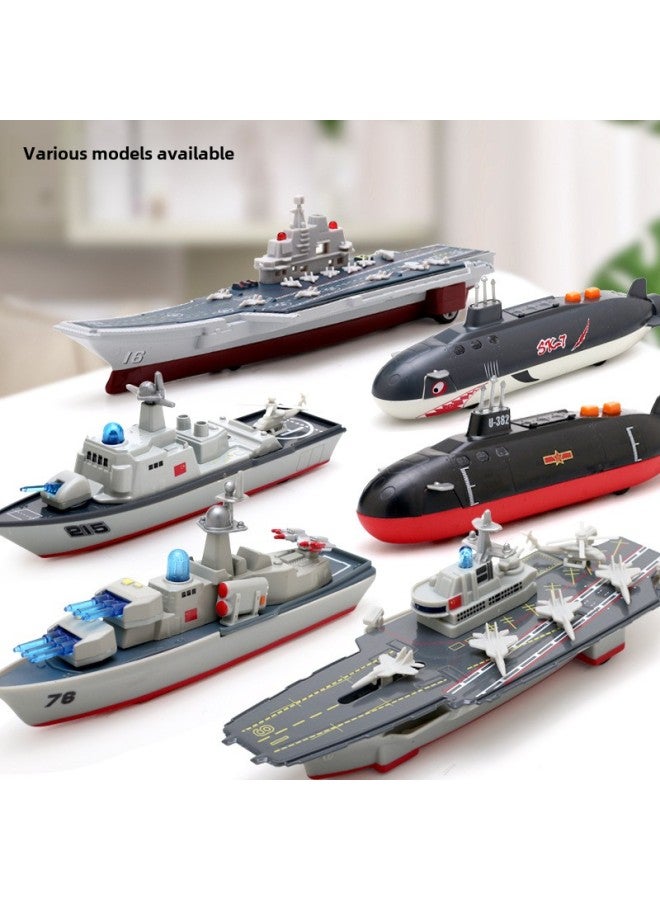 Children Love Aircraft Carrier Alloy Model Destroyer Submarine Back Force Sound And Light Toy Simulation Ship Boxed-Color:Snow Dragon No. 2 Ice Boat  - Image 2