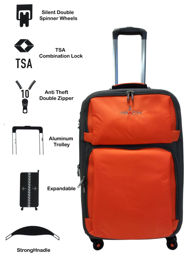 Track - Luggage Set Soft Side - Lightweight Expandable Suitcase set of 3 - Trolley Bag for Travel with 4 Double Wheels & TSA Lock (20/24/28 Inches) - Image 1