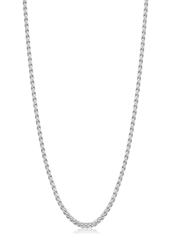 Fiusem قلادة فيوسيم بسلسلة قمح فضية اللون للرجال، سلاسل رجالية 2.5 مم، سلاسل من الفولاذ المقاوم للصدأ للرجال والنساء، قلادة رجالية بطول 16-28 بوصة، 20 بوصة، فضية اللون وفولاذ مقاوم للصدأ، لا - Image 1